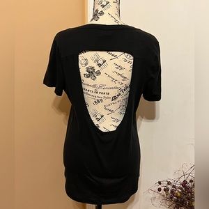 Victoria's Secret PINK Open Back Cutout Tee Short Sleeve- Medium- Black